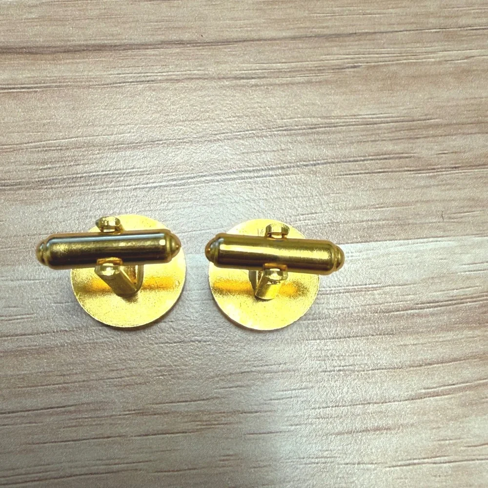 Vintage WB Gold Tone Round Cufflinks and Shirt Studs Set 5pc Formal Tuxedo Mens‎